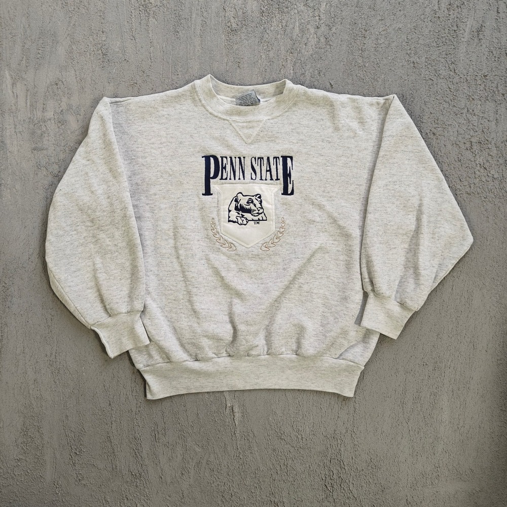 Vintage Penn State Nittany Lions Sweatshirt Men Large Grey 90s Bike